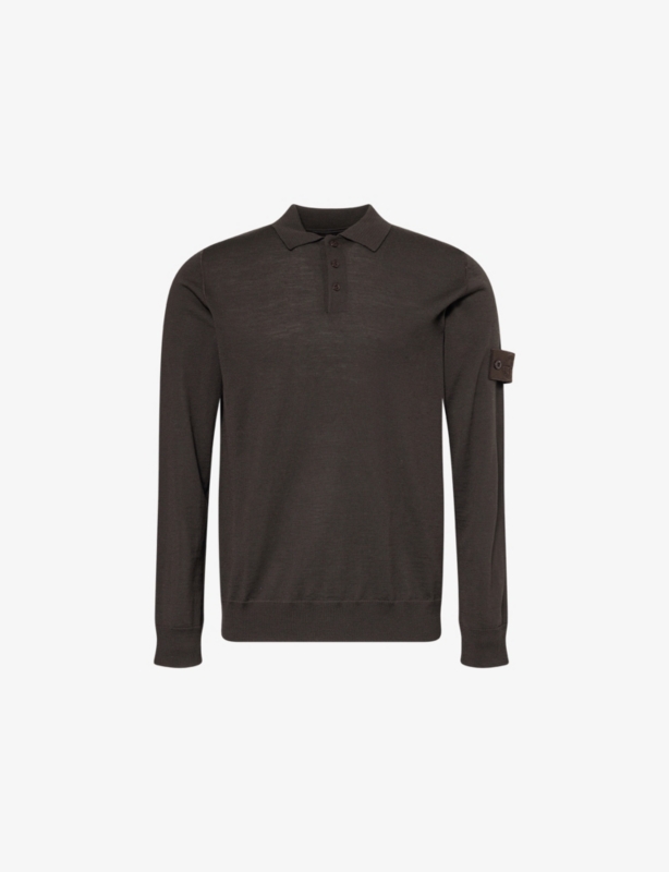 Light Wool Ghost Long-Sleeve Wool Polo Shirt