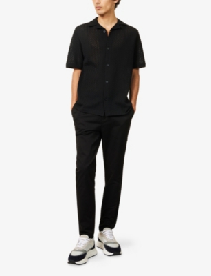 ARNE: Short-Sleeve Crochet-Knit Woven Shirt