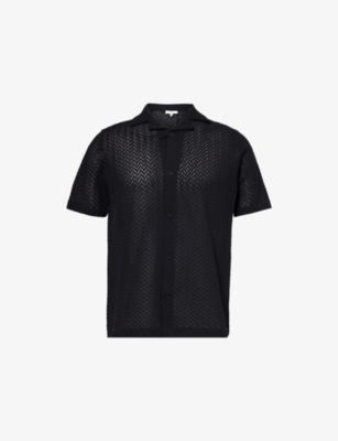 ARNE: Short-Sleeve Crochet-Knit Woven Shirt