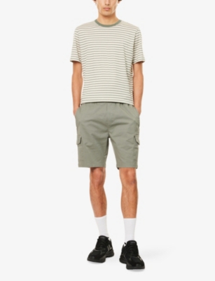 ARNE: Drawstring Patch-Pocket Stretch-Cotton Cargo Shorts