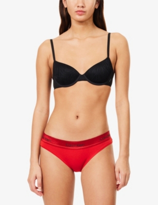 Calvin Klein Womens  Icon Branded Cotton And Modal-blend Bikini Briefs In Red