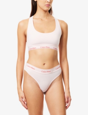 CALVIN KLEIN: Icon Branded Stretch-Cotton Blend Thong