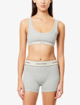 Calvin Klein Womens Grey Heather Heritage Branded Stretch-cotton Boxer Brief In Gray