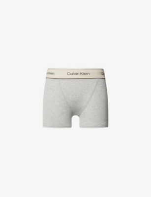 Calvin Klein Womens Grey Heather Heritage Branded Stretch-cotton Boxer Brief In Gray