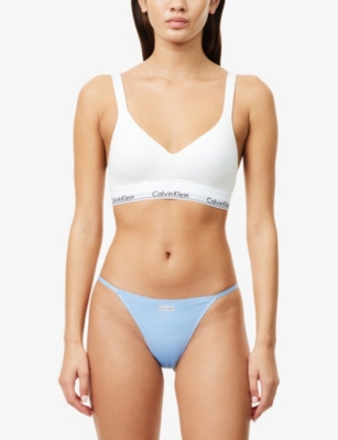 CALVIN KLEIN: String High-Rise Stretch-Cotton Blend Thong