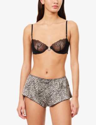 CALVIN KLEIN: Signature Leopard-Print Satin Boy Shorts