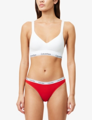 Calvin Klein Womens Adrenaline Rush Icon Logo Stretch-cotton Thong Xs In Red