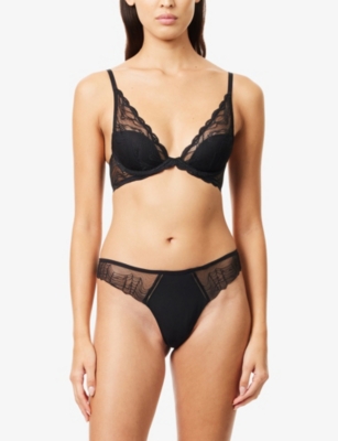 CALVIN KLEIN: Geo Lace Stretch-Woven Thong
