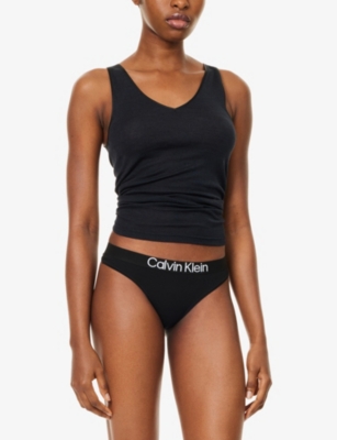 Calvin Klein Womens Blk/wht/gry/frzn/trbl Maximum Cotton Pack Of Five Stretch-cotton Thongs In Multi