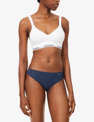 Calvin Klein Womens  Invisibles Pack Of Three Jersey Thongs In Blue