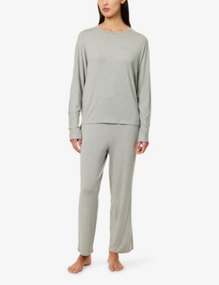 Calvin Klein Womens Grey Heather Ultra Soft Wide-leg Stretch-woven Pyjama Bottoms Xl In Gray