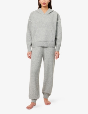 Calvin Klein Womens Grey Heather Oversized Contrast-seam Plush-terry Hoody Xl In Gray