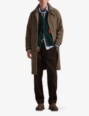 Polo Ralph Lauren Mens Hitman Wide-leg Pleated Cotton-corduroy Trousers Brown In Brown