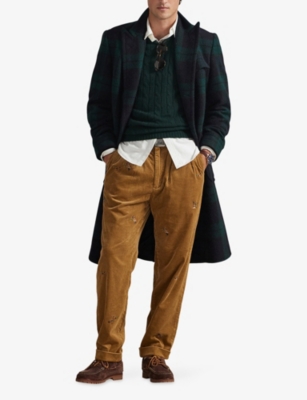 POLO RALPH LAUREN: Hitman Wide-Leg Pleated Cotton-Corduroy Trousers