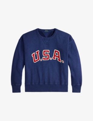 POLO RALPH LAUREN: USA Vintage-Fit Cotton-Blend Sweatshirt