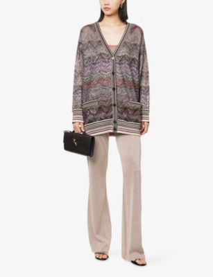 MISSONI: Chevron Sequin-Embellished Woven Cardigan