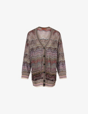 MISSONI: Chevron Sequin-Embellished Woven Cardigan