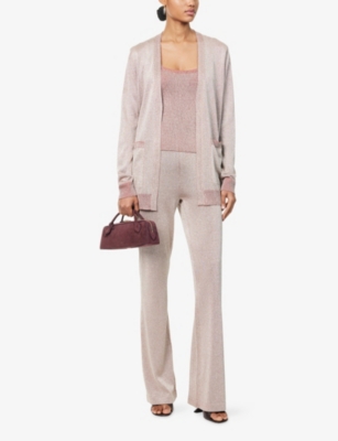Missoni Womens Rose Gold Tones Belted Metallic Knitted Cardigan