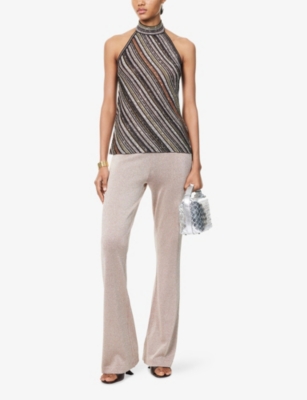 MISSONI: Halterneck Embellished Stretch-Woven Top