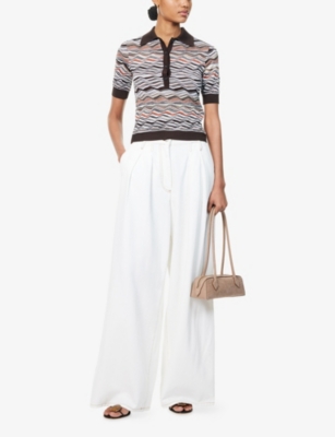 Missoni Womens Black White Space Dyed Striped V-neck Cashmere And Wool Jumper