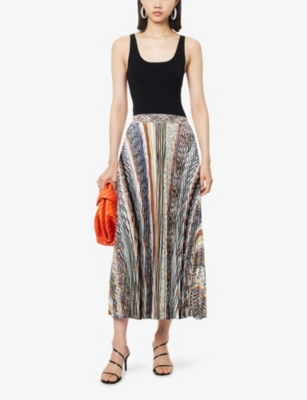 Missoni Womens Multicolor Tones Pleated Graphic-pattern Knit Midi Skirt In Multi