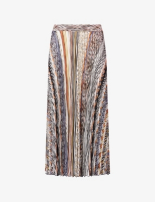 Missoni Womens Multicolor Tones Pleated Graphic-pattern Knit Midi Skirt