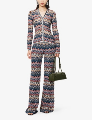 Missoni Womens Multicolor Tones Chevron V-neck Knit Cardigan In Multi