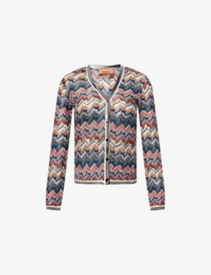 Missoni Womens Multicolor Tones Chevron V-neck Knit Cardigan In Multi