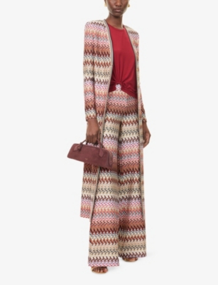 Missoni Womens Multicolor Chevron Metallic-knit Wide-leg Trousers In Multi