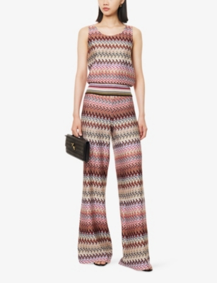 Missoni Womens Multicolor Chevron Scoop-neck Knit Top In Multi