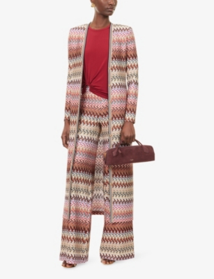 Missoni Womens Multicolor Chevron Metallic-knit Long Cardigan In Multi