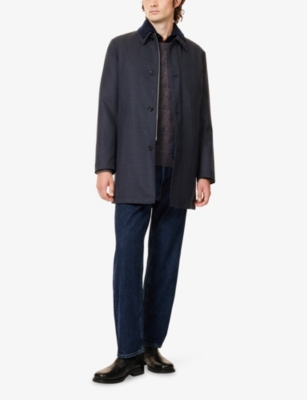 PAUL SMITH: Dogtooth-Pattern Pointed-Collar Wool Coat With Gilet