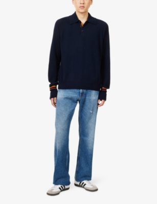 PAUL SMITH: Striped-Cuffs Regular-Fit Cashmere Polo Shirt