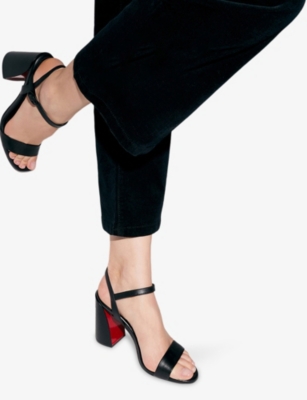 Christian Louboutin Womens Black/lin Black Miss Jane 85 Leather Heeled Sandals Eur 39.5 / 6.5 Uk In Black
