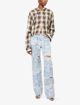 Jean Vintage Womens Sample Deconstructed Denim Jeans Blue In Blue