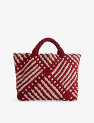 Naghedi Womens St. Barths Medium Woven Tote Bag Lychee