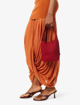 Naghedi Womens Nomad Small Woven Tote Bag Rosso