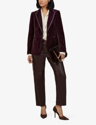 Reiss Womens Burgundy Elia Peak-lapel Single-breasted Blazer In Burgundy