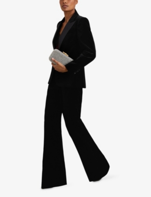 Reiss Womens Black Myrtle Single-breasted Velvet Blazer In Black