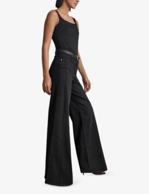 REISS: Heather Wide-Leg High-Rise Denim-Blend Jeans