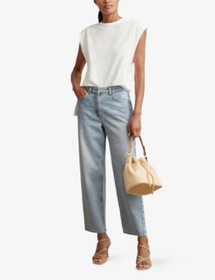 Reiss Womens Pale Blue Selin Straight-leg Mid-rise Stretch-denim Jeans In Blue