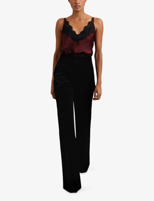Myrtle Flared-Leg Velvet Trousers