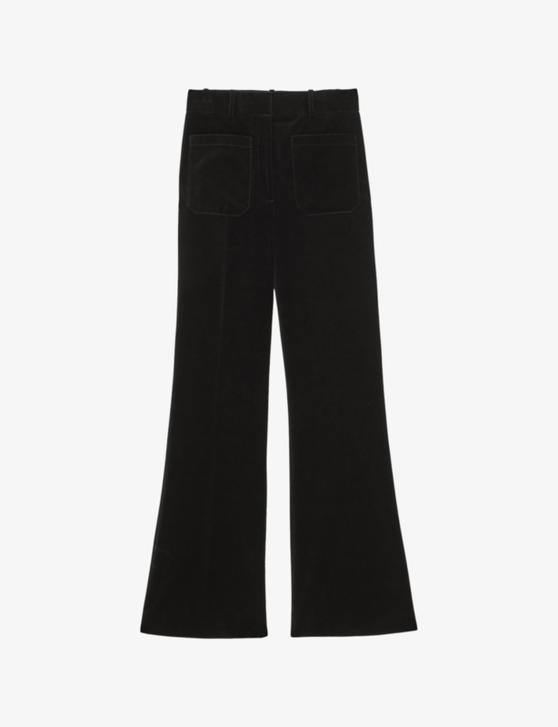 Myrtle Flared-Leg Velvet Trousers