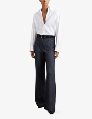 REISS: Uma Flared-Leg Stretch-Flannel Trousers