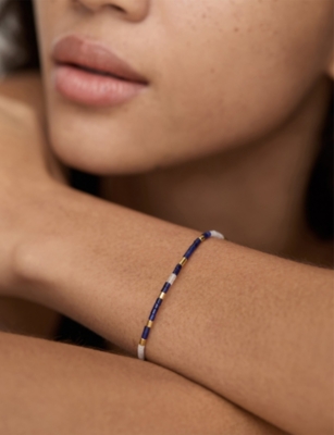 Monica Vinader Womens Delphi Gemstone 18ct Yellow Gold Vermeil And Sodalite Beaded Bracelet Blu In Gold