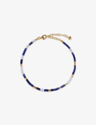 Monica Vinader Womens Delphi Gemstone 18ct Yellow Gold Vermeil And Sodalite Beaded Bracelet Blu In Gold