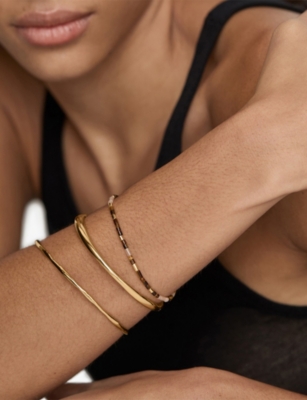 MONICA VINADER: Delphi Gemstone 18ct Yellow Gold Vermeil And Tiger Eyes Beaded Bracelet