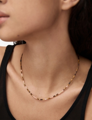 Monica Vinader Womens Brown Delphi Gemstone 18ct Yellow Gold Vermeil And Tiger Eyes Beaded Necklac In Brown