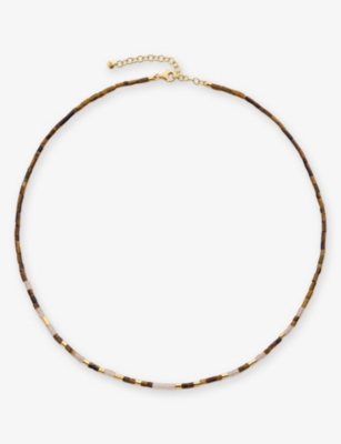 Monica Vinader Womens Brown Delphi Gemstone 18ct Yellow Gold Vermeil And Tiger Eyes Beaded Necklac In Brown