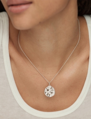 Monica Vinader Sterling Silver Siren Muse Round Pendant In Metallic